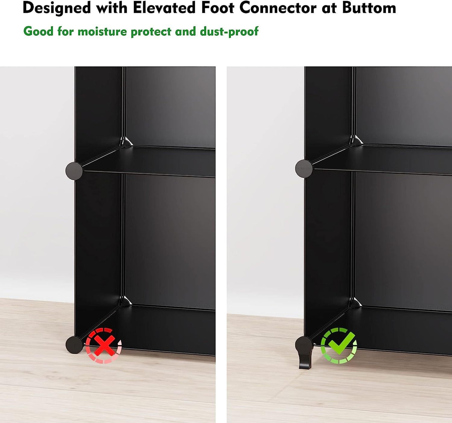 9-Cube Stackable Closet Organizer – Modular Black Storage Shelves for Clothes, Shoes, Bins, and Household Items