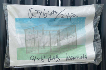 9 FT x 9 FT x 6 FT Outdoor Metal Dog Kennel Fence with Entry Gate – Black Heavy-Duty Pet Enclosure