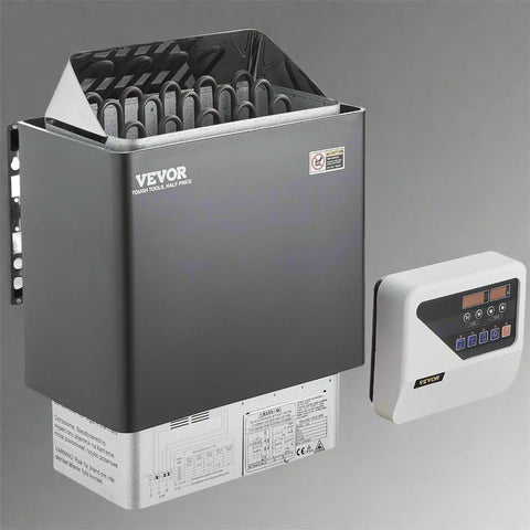 9kW Electric Sauna Heater wall-mounted design with external controller
High-efficiency sauna heater for 220V with stainless steel elements
Digital external controller for sauna temperature and timer settings
Wall-mounted sauna heating system installed in home spa
Compact electric sauna heater with 9kW power output and heat-resistant housing