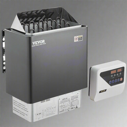 9kW Electric Sauna Heater wall-mounted design with external controller
High-efficiency sauna heater for 220V with stainless steel elements
Digital external controller for sauna temperature and timer settings
Wall-mounted sauna heating system installed in home spa
Compact electric sauna heater with 9kW power output and heat-resistant housing