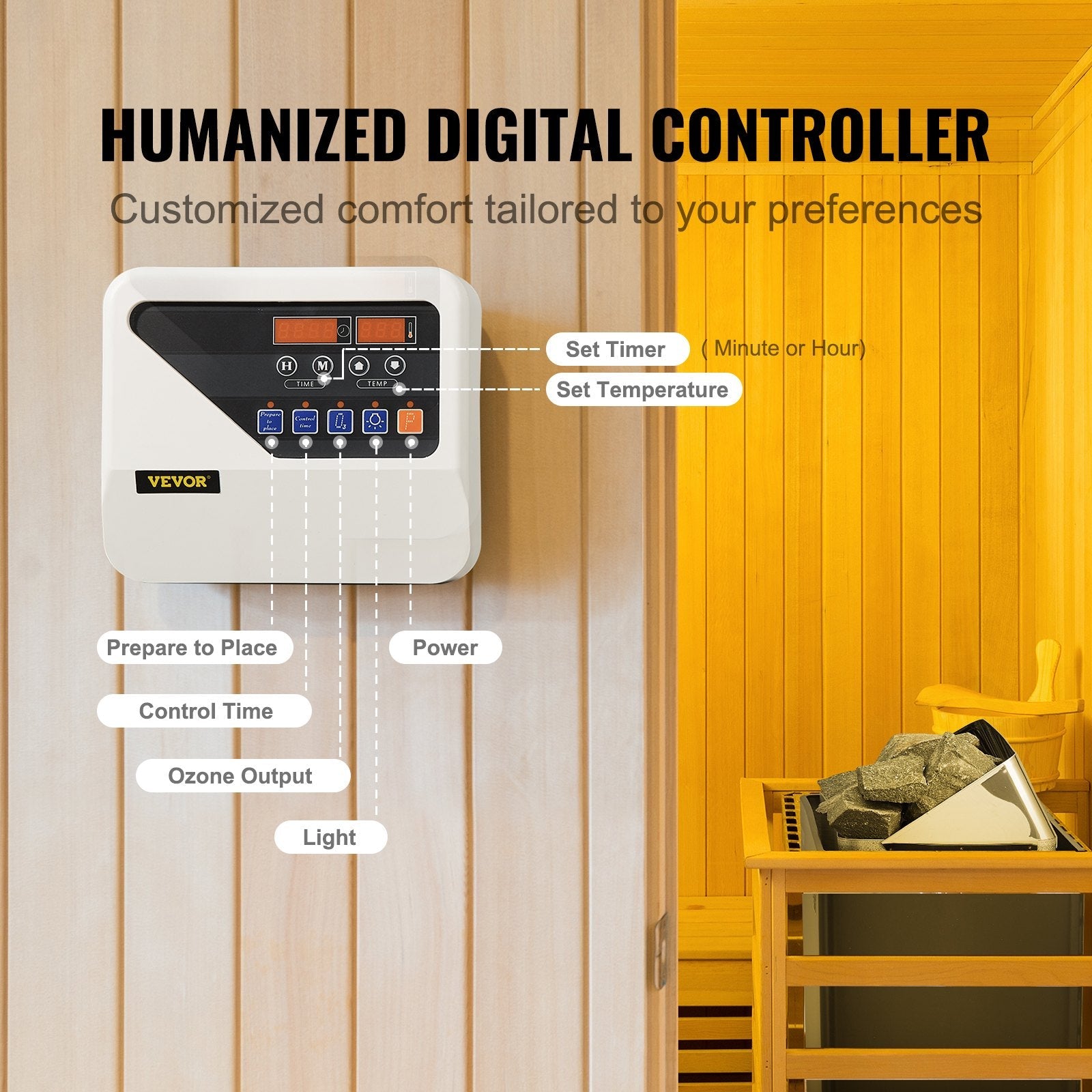 9kW Electric Sauna Heater wall-mounted design with external controller
High-efficiency sauna heater for 220V with stainless steel elements
Digital external controller for sauna temperature and timer settings
Wall-mounted sauna heating system installed in home spa
Compact electric sauna heater with 9kW power output and heat-resistant housing