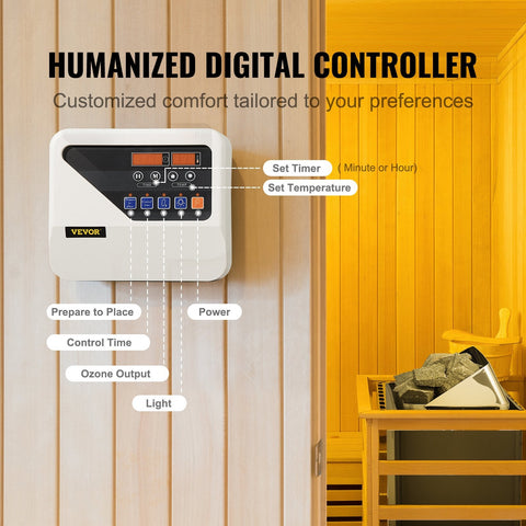 9kW Electric Sauna Heater wall-mounted design with external controller
High-efficiency sauna heater for 220V with stainless steel elements
Digital external controller for sauna temperature and timer settings
Wall-mounted sauna heating system installed in home spa
Compact electric sauna heater with 9kW power output and heat-resistant housing