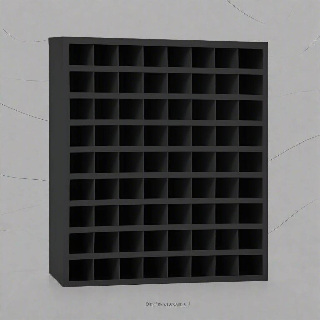 Steel bolt bin cabinet with 96 compartments – black

Red bolt organizer cabinet – front view

Side-by-side metal bin cabinets for hardware storage

Open hardware parts bins mounted on workshop wall

Heavy-duty steel bin rack for bolts and fasteners