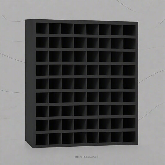 Steel bolt bin cabinet with 96 compartments – black

Red bolt organizer cabinet – front view

Side-by-side metal bin cabinets for hardware storage

Open hardware parts bins mounted on workshop wall

Heavy-duty steel bin rack for bolts and fasteners