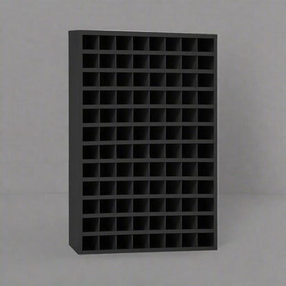 Steel bolt bin cabinet with 96 compartments – black

Red bolt organizer cabinet – front view

Side-by-side metal bin cabinets for hardware storage

Open hardware parts bins mounted on workshop wall

Heavy-duty steel bin rack for bolts and fasteners