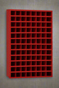 Steel bolt bin cabinet with 96 compartments – black

Red bolt organizer cabinet – front view

Side-by-side metal bin cabinets for hardware storage

Open hardware parts bins mounted on workshop wall

Heavy-duty steel bin rack for bolts and fasteners