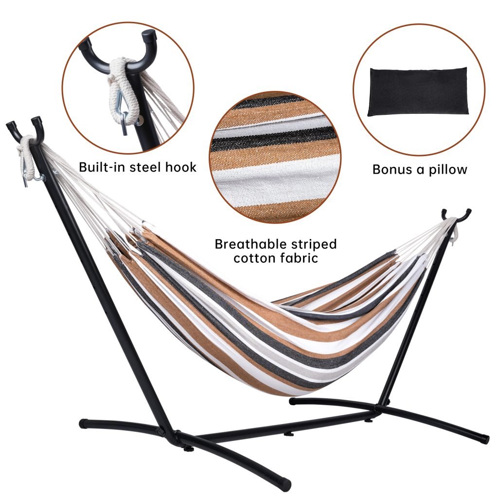 New 9FT Double Camping Hammock with Heavy - Duty Steel Stand – Portable Indoor/Outdoor Use AMOHM3 - with | Sold by Uncle Wiener's Wholesale