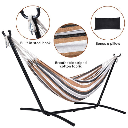 New 9FT Double Camping Hammock with Heavy - Duty Steel Stand – Portable Indoor/Outdoor Use AMOHM3 - with | Sold by Uncle Wiener's Wholesale