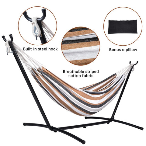 New 9FT Double Camping Hammock with Heavy - Duty Steel Stand – Portable Indoor/Outdoor Use AMOHM3 - with | Sold by Uncle Wiener's Wholesale