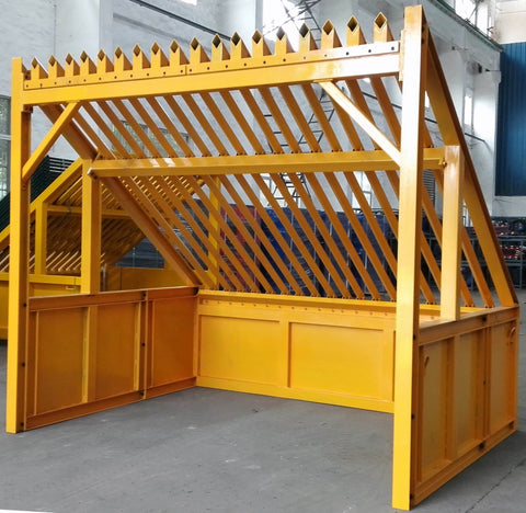 Full view of 9x12 FT Grizzly Rock Screen Separator

Side profile showing adjustable bar spacing

Close-up of steel tubing and support structure

Assembled Grizzly rock separator in construction site

Top view of deck bar spacing system
