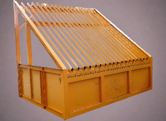 Full view of 9x12 FT Grizzly Rock Screen Separator

Side profile showing adjustable bar spacing

Close-up of steel tubing and support structure

Assembled Grizzly rock separator in construction site

Top view of deck bar spacing system
