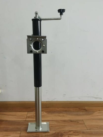 “A-frame topwind trailer jack with removable foot plate”

“Utility trailer jack with 15 inch lift and 5000 lb rating”

“Black heavy-duty topwind jack with foot for RV or cargo trailers”