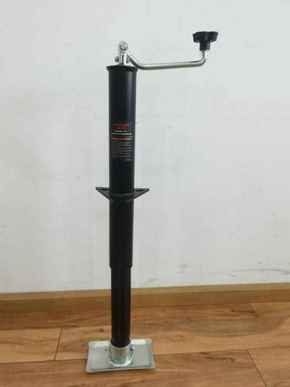“A-frame topwind trailer jack with removable foot plate”

“Utility trailer jack with 15 inch lift and 5000 lb rating”

“Black heavy-duty topwind jack with foot for RV or cargo trailers”