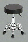 Adjustable black salon stool chair with wheels and steel base