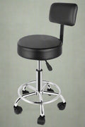 Salon and spa technician chair with ergonomic back support and wheels