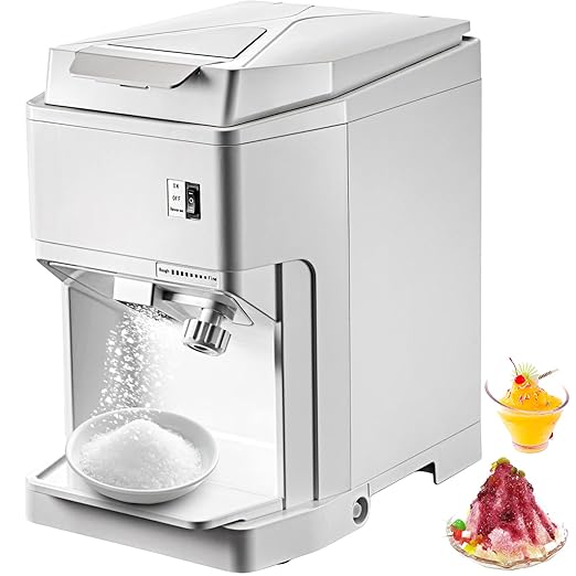 • “Adjustable commercial ice crusher machine with 5.1L hopper”
• “Electric ice shaver with triple blade and safety cover”
• “Countertop ice crushing machine for drinks and snow cones”
• “High-volume ice shaver with reverse switch and drain port”