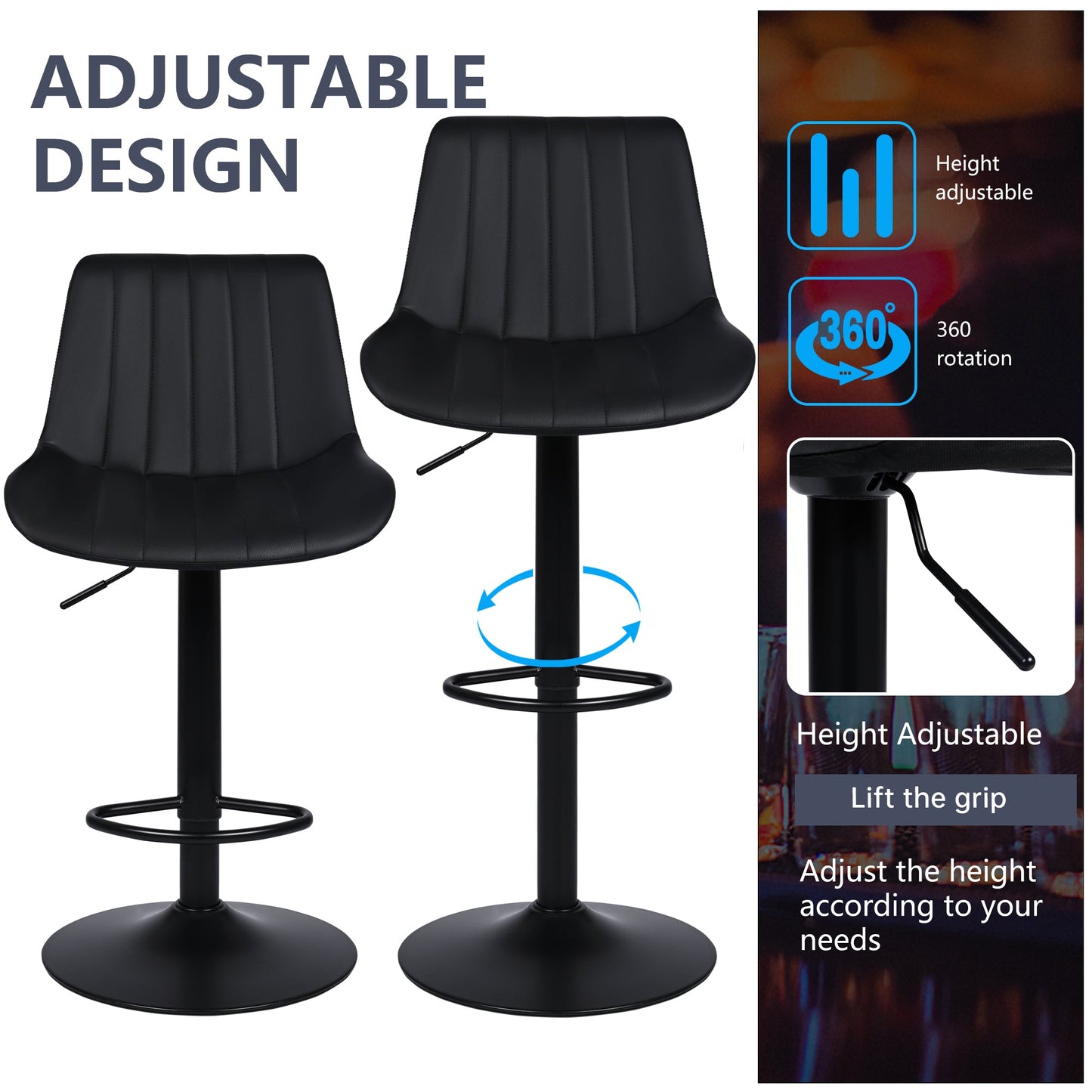 "Adjustable Swivel Barstool with PU Leather Seat"

"Modern Counter Height Stool with 360 Degree Swivel"

"Comfortable PU Leather Swivel Barstool for Kitchen"

"Adjustable Barstool with Durable Metal Base"

"Modern Bar Stool for Kitchen and Dining Room"