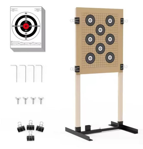 New Adjustable Outdoor Target Stand – Paper Target Holder Base, Fits 1x2 Wood Supports, Includes Clips & Stakes - with | Sold by Uncle Wiener's Wholesale