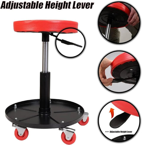 New Adjustable Rolling Garage Stool with Tool Tray – Heavy - Duty Mobile Workshop Seat S1247 - with | Sold by Uncle Wiener's Wholesale