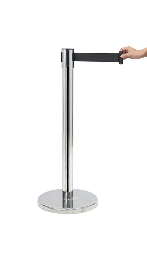 New Adjustable Stainless Steel Crowd Control Barrier Post – Retractable Belt Stanchion 1127501 - with 1 Pc Barrier Post | Sold by Uncle Wiener's Wholesale