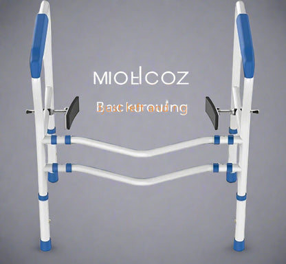 Adjustable Toilet Grab Rail – Front Setup View

Bathroom Safety Handrail – Close-Up of Padded Grips

Tool-Free Toilet Safety Frame – Assembled View

Senior Bathroom Support Rail – In Use

Toilet Frame for Elderly – Product Dimensions