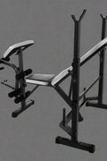 Adjustable weight bench in black for home gym fitness
330 lbs capacity workout bench with incline setting
Multifunctional fitness bench for dumbbell training
Flat incline gym bench with padded seat 
Weight lifting bench AMWEB1001 in side view