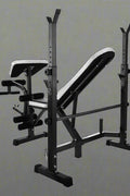 Adjustable weight bench in black for home gym fitness
330 lbs capacity workout bench with incline setting
Multifunctional fitness bench for dumbbell training
Flat incline gym bench with padded seat 
Weight lifting bench AMWEB1001 in side view