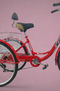 Adult tricycle with shopping basket and stable frame for easy commuting