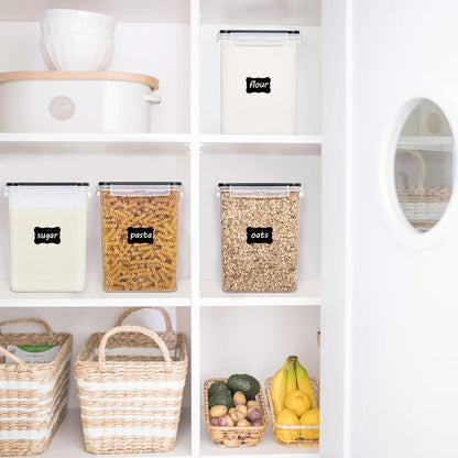 Airtight food storage containers for kitchen cabinet organization