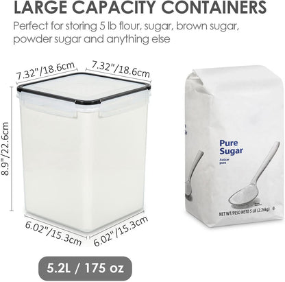 Large capacity dry food storage containers with airtight lids