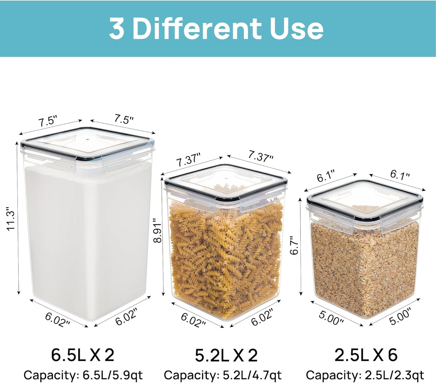 Versatile BPA-free airtight containers for pantry, fridge, and leftovers