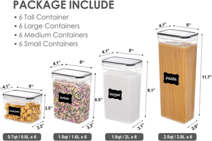 Complete BPA-free pantry container set with measuring accessories