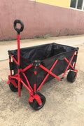 Heavy-Duty Folding Beach Wagon – Front View Loaded
All-Terrain Utility Wagon with Wide Wheels – Red Frame
Collapsible Camping Cart – Folded for Storage
Outdoor Wagon for Sand and Grass – Side View