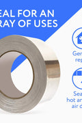 3-inch aluminum foil tape roll for HVAC sealing
Heavy-duty foil tape applied to duct insulation
Silver aluminum tape with strong adhesive for repair work