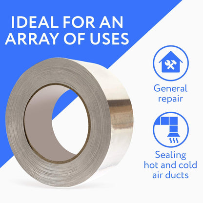 3-inch aluminum foil tape roll for HVAC sealing
Heavy-duty foil tape applied to duct insulation
Silver aluminum tape with strong adhesive for repair work