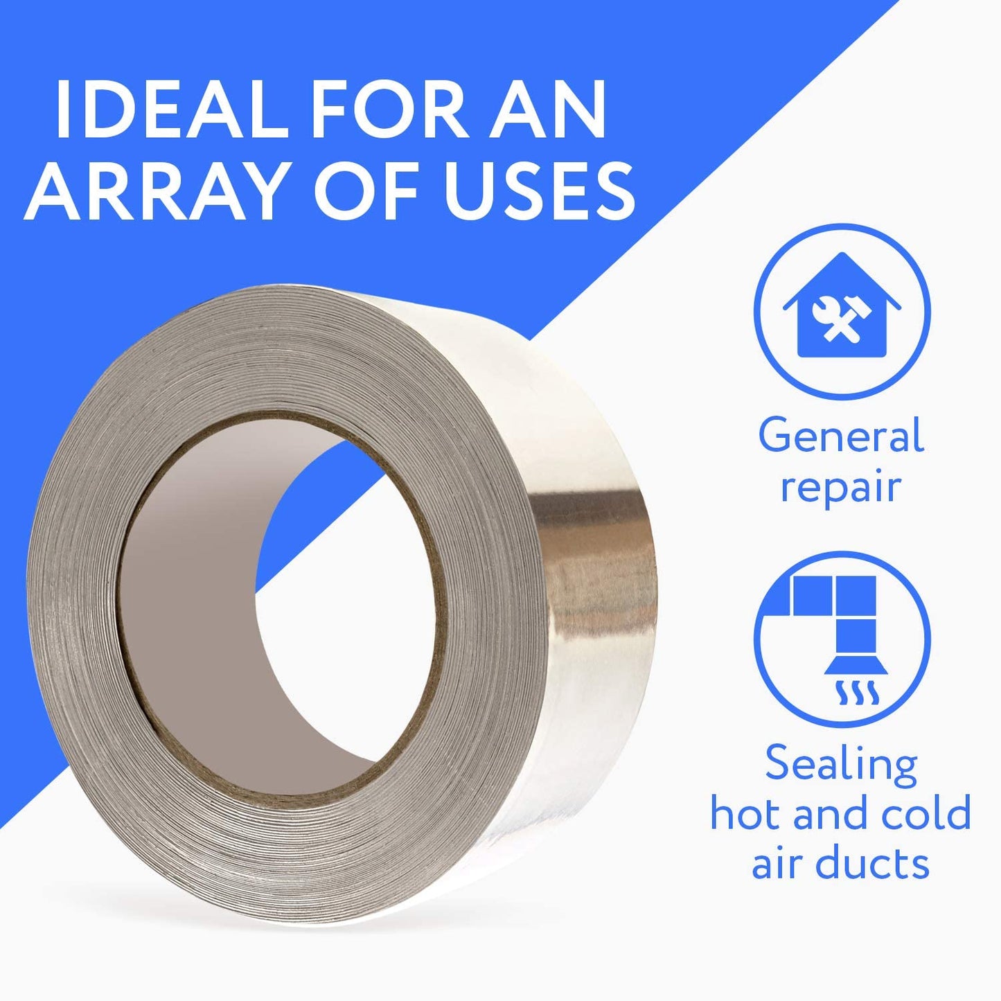 3-inch aluminum foil tape roll for HVAC sealing
Heavy-duty foil tape applied to duct insulation
Silver aluminum tape with strong adhesive for repair work