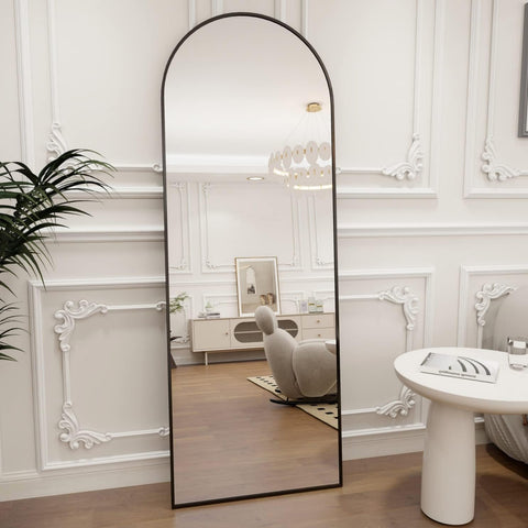 “Arched full-length mirror with black frame beside potted plant”

“Bedroom setup featuring full-length arched mirror against white wall”

“Arched mirror wall mounted in hallway entrance”

“Black-framed modern mirror with standing support in bedroom”

“Close-up of 58x18 mirror frame and edge details”