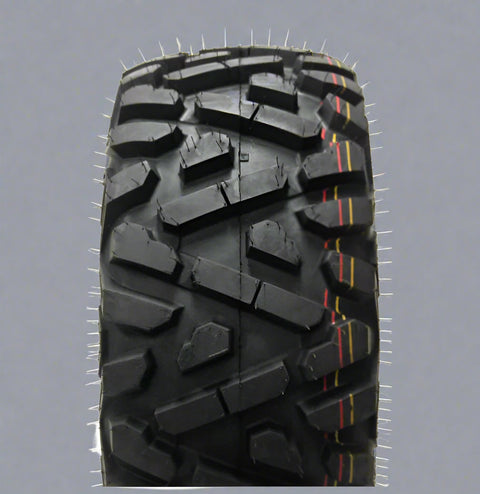 ATV mud tire profile with deep lug pattern

Sidewall view of ATV radial tire 27x10-14

Front view of tread design for all-terrain performance

UTV tire side-by-side with deep mud grooves

Radial ATV tire mounted on utility rim