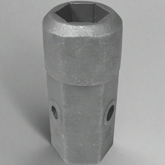 “Auger bit repair hub for 2 inch hex shaft with 5/8 and 3/4 inch pin holes”

“Heavy-duty cast steel auger hub for post hole digger repair”

“Skid steer auger repair tool – hex female hub with dual pin compatibility”