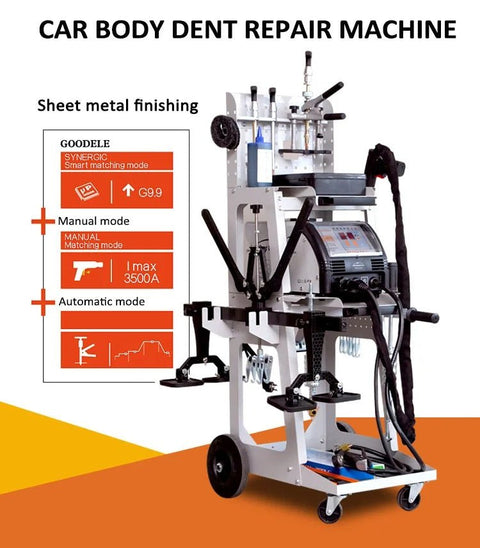 Auto Body Dent Repair Welding Machine F90ESS front view
F90ESS Spot Welder with 3800A output and accessories
Professional auto panel dent pulling machine with display
Tool selection options for F90ESS spot welder
Auto repair welding machine for body shops and garages