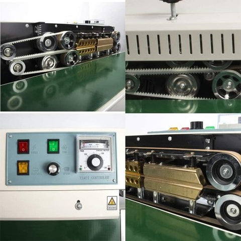 Commercial band sealer with conveyor – front view

Food bag sealing machine with print feature

Industrial automatic sealer in green

FR880 band sealer machine close-up