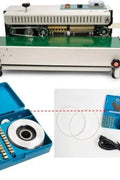 Commercial band sealer with conveyor – front view

Food bag sealing machine with print feature

Industrial automatic sealer in green

FR880 band sealer machine close-up