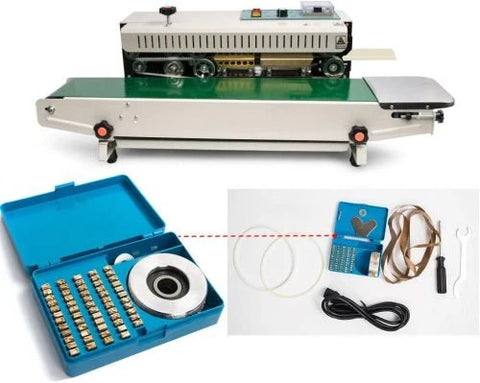 Commercial band sealer with conveyor – front view

Food bag sealing machine with print feature

Industrial automatic sealer in green

FR880 band sealer machine close-up