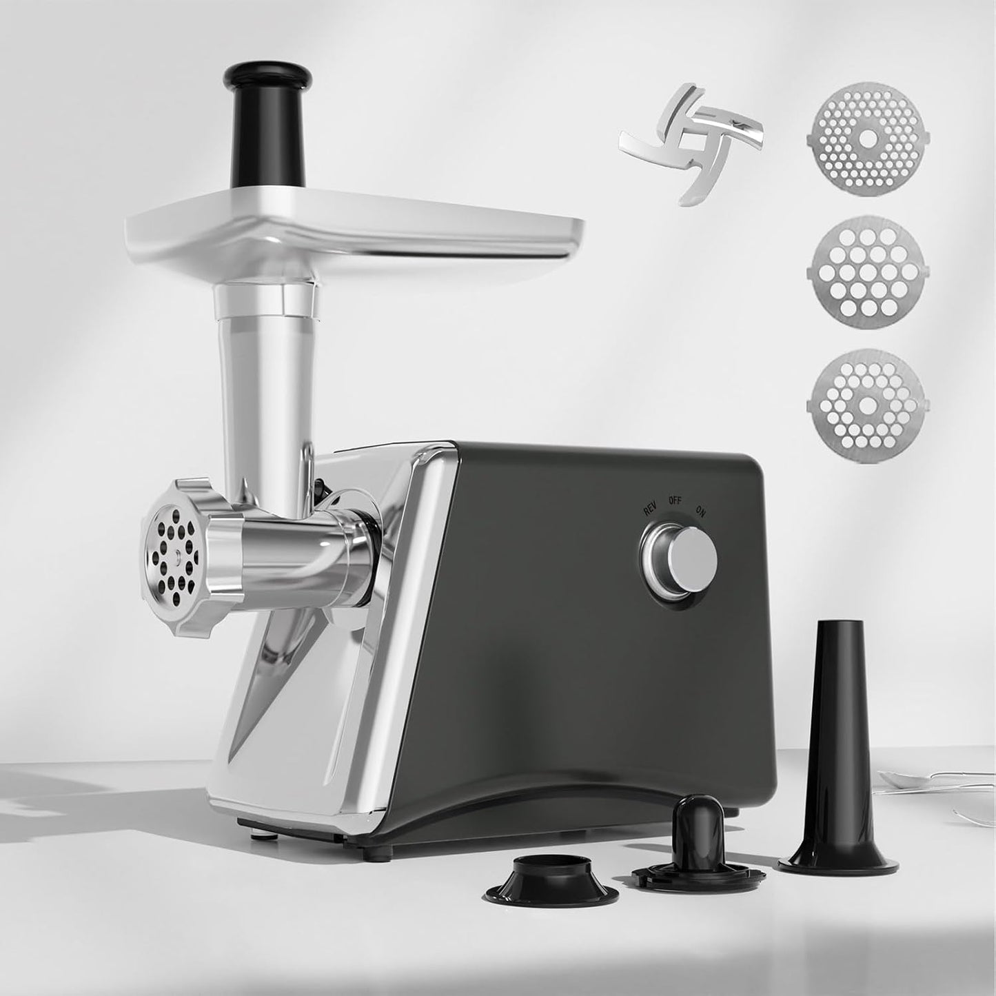 "800W Automatic Electric Meat Grinder with Sausage Stuffer Attachment"

"Heavy Duty Stainless Steel Meat Grinder for Kitchen Use"

"Electric Food Processor for Meat Grinding and Sausage Making"

"Home Kitchen Meat Grinder and Sausage Stuffer Machine"


