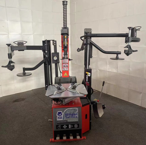 FT800 Automatic Tire Changer Front View with Dual Assist Arms

Professional Garage Tire Changing Equipment – FT800

Tilt-Back Tower Tire Machine with 28.5" Clamping Capacity

High Performance Tire Changer for Low-Profile Tires