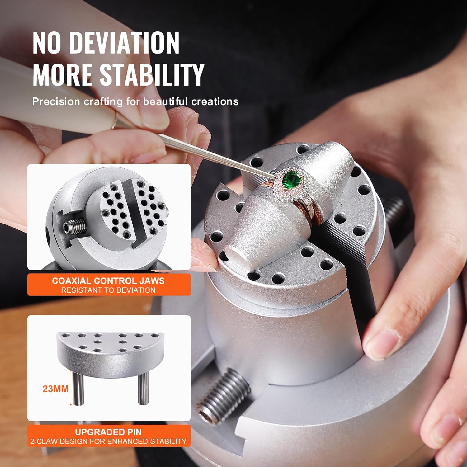 5-inch Ball Vise Jewelry Engraving Tool with full accessories kit
Precision ball vise clamp for jewelry making and stone setting
Engraving tool with interchangeable jaws and 360-degree rotation
Jeweler working with a professional engraving vise clamp
Stainless steel workholding clamp for jewelry and watch repair