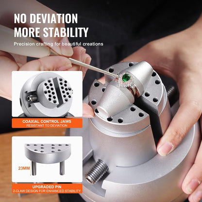 5-inch Ball Vise Jewelry Engraving Tool with full accessories kit
Precision ball vise clamp for jewelry making and stone setting
Engraving tool with interchangeable jaws and 360-degree rotation
Jeweler working with a professional engraving vise clamp
Stainless steel workholding clamp for jewelry and watch repair