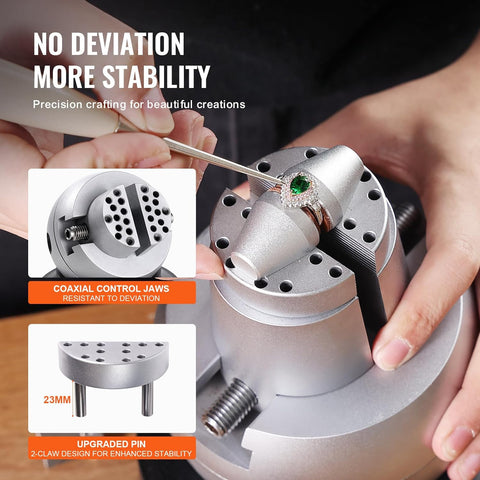 5-inch Ball Vise Jewelry Engraving Tool with full accessories kit
Precision ball vise clamp for jewelry making and stone setting
Engraving tool with interchangeable jaws and 360-degree rotation
Jeweler working with a professional engraving vise clamp
Stainless steel workholding clamp for jewelry and watch repair