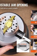 5-inch Ball Vise Jewelry Engraving Tool with full accessories kit
Precision ball vise clamp for jewelry making and stone setting
Engraving tool with interchangeable jaws and 360-degree rotation
Jeweler working with a professional engraving vise clamp
Stainless steel workholding clamp for jewelry and watch repair