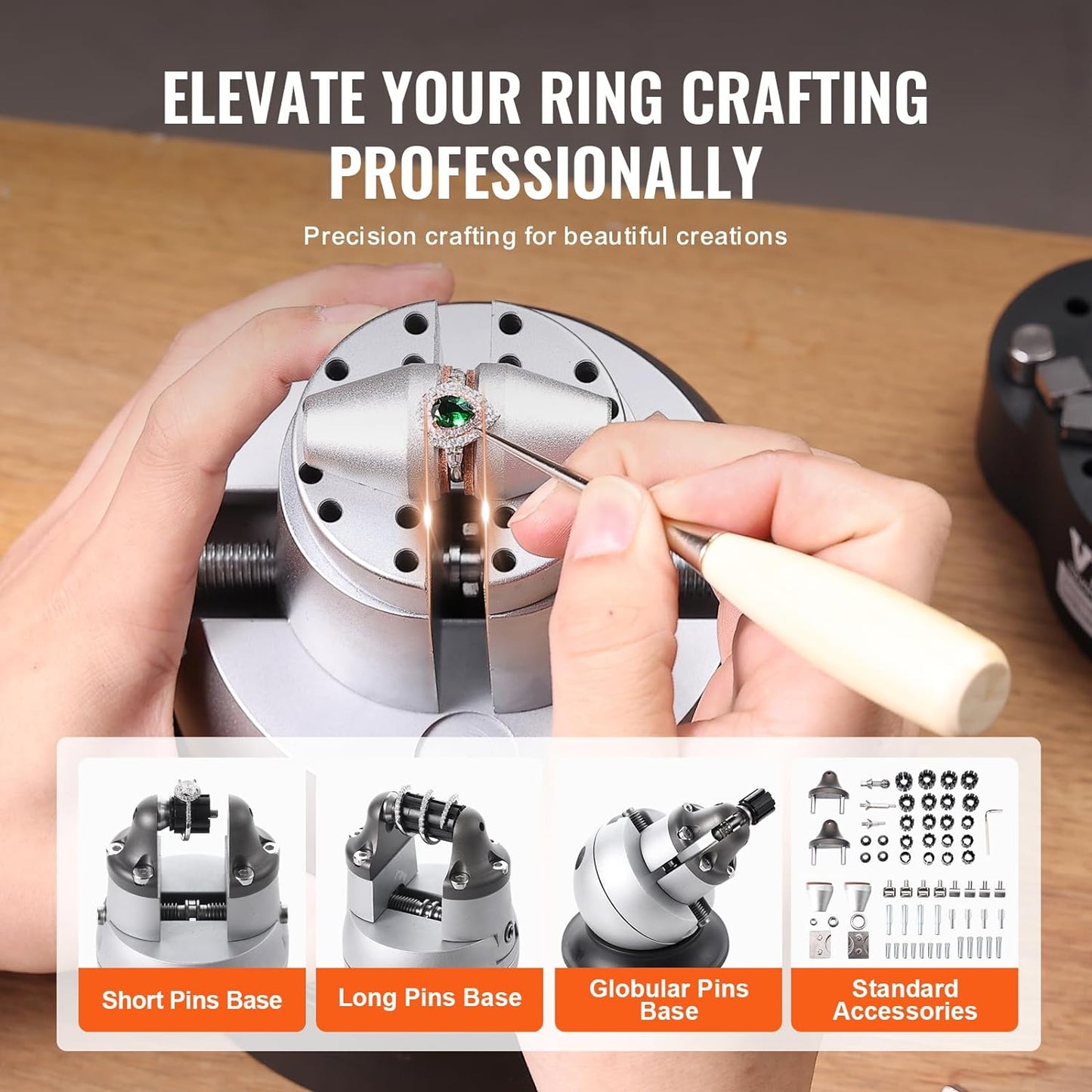 5-inch Ball Vise Jewelry Engraving Tool with full accessories kit
Precision ball vise clamp for jewelry making and stone setting
Engraving tool with interchangeable jaws and 360-degree rotation
Jeweler working with a professional engraving vise clamp
Stainless steel workholding clamp for jewelry and watch repair